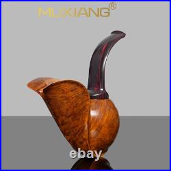 MUXIANG Briar Freehand Tobacco Pipe Handmade Wooden Swan Pipe Smooth Pipe Gift