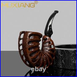 MUXIANG Briar Freehand Tobacco Pipe Rustic Calabash Pipe Wooden Smoking Pipe