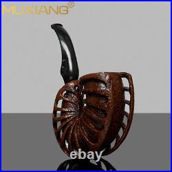 MUXIANG Briar Freehand Tobacco Pipe Rustic Calabash Pipe Wooden Smoking Pipe