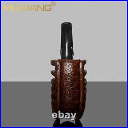 MUXIANG Briar Freehand Tobacco Pipe Rustic Calabash Pipe Wooden Smoking Pipe