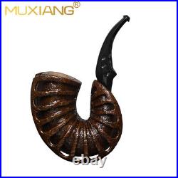 MUXIANG Briar Freehand Tobacco Pipe Rustic Calabash Pipe Wooden Smoking Pipe