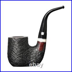 MUXIANG Briar Freehand Tobacco Pipe Sandblasted Sitter Oom Paul Pipe Bent Stem