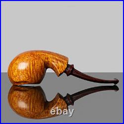 MUXIANG Briar Freehand Tobacco Pipe Smooth Blowfish Pipe Bent Vulcanite Stem
