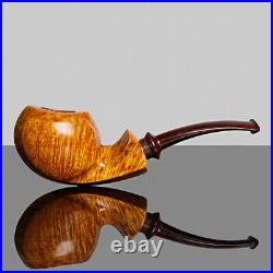 MUXIANG Briar Freehand Tobacco Pipe Smooth Blowfish Pipe Bent Vulcanite Stem