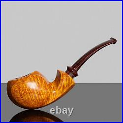 MUXIANG Briar Freehand Tobacco Pipe Smooth Blowfish Pipe Bent Vulcanite Stem
