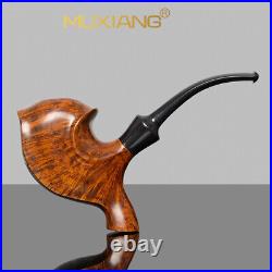 MUXIANG Briar Freehand Tobacco Pipe Smooth Sitter Smoking Pipe Bent Ebonite Stem