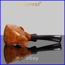 MUXIANG Briar Freehand Tobacco Pipe Smooth Sitter Smoking Pipe Bent Ebonite Stem