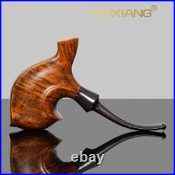 MUXIANG Briar Freehand Tobacco Pipe Smooth Sitter Smoking Pipe Bent Ebonite Stem