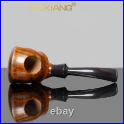 MUXIANG Briar Freehand Tobacco Pipe Smooth Sitter Smoking Pipe Bent Ebonite Stem