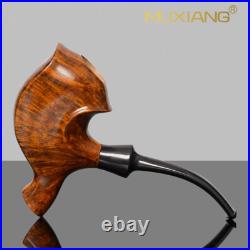 MUXIANG Briar Freehand Tobacco Pipe Smooth Sitter Smoking Pipe Bent Ebonite Stem