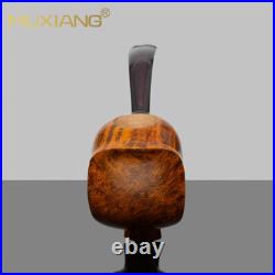 MUXIANG Briar Freehand Tobacco Pipe Smooth Sitter Smoking Pipe Bent Ebonite Stem