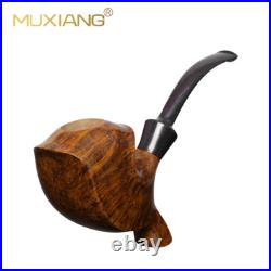 MUXIANG Briar Freehand Tobacco Pipe Smooth Sitter Smoking Pipe Bent Ebonite Stem