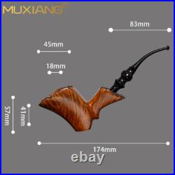 MUXIANG Briar Freehand Tobacco Pipe Wooden Smooth Poker Pipe Bent Ebonite Stem