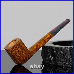 MUXIANG Briar Panel Pipe Smooth Wood Tobacco Smoking Pipe Straight Ebonite Stem