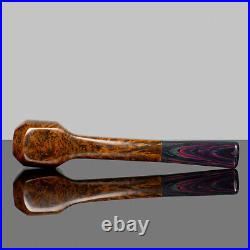 MUXIANG Briar Panel Pipe Smooth Wood Tobacco Smoking Pipe Straight Ebonite Stem