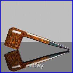 MUXIANG Briar Panel Pipe Smooth Wood Tobacco Smoking Pipe Straight Ebonite Stem