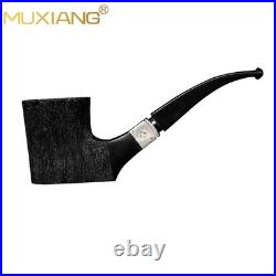 MUXIANG Briar Poker Sitter Pipe Handmade Carved Tobacco Pipe Cumberland Stem
