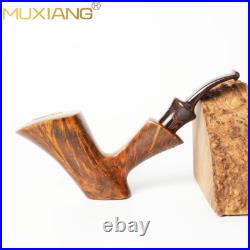 MUXIANG Briar Poker Tobacco Pipe Wooden Smooth Freehand Pipe Cumberland Stem