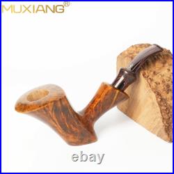 MUXIANG Briar Poker Tobacco Pipe Wooden Smooth Freehand Pipe Cumberland Stem