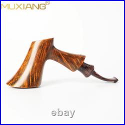 MUXIANG Briar Poker Tobacco Pipe Wooden Smooth Freehand Pipe Cumberland Stem