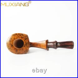 MUXIANG Briar Poker Tobacco Pipe Wooden Smooth Freehand Pipe Cumberland Stem