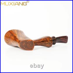 MUXIANG Briar Poker Tobacco Pipe Wooden Smooth Freehand Pipe Cumberland Stem
