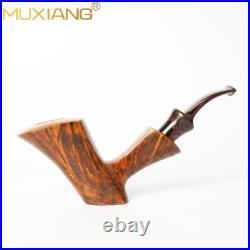 MUXIANG Briar Poker Tobacco Pipe Wooden Smooth Freehand Pipe Cumberland Stem