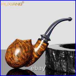 MUXIANG Briar Smooth Blowfish Pipe Handmade Wooden Egg Tobacco Pipe Ebonite Stem