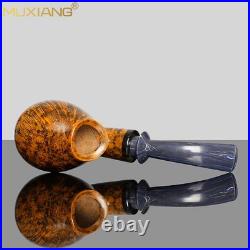 MUXIANG Briar Smooth Blowfish Pipe Handmade Wooden Egg Tobacco Pipe Ebonite Stem