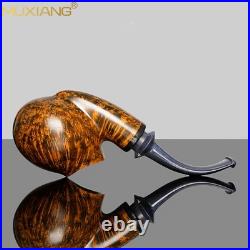 MUXIANG Briar Smooth Blowfish Pipe Handmade Wooden Egg Tobacco Pipe Ebonite Stem