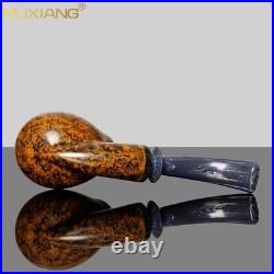 MUXIANG Briar Smooth Blowfish Pipe Handmade Wooden Egg Tobacco Pipe Ebonite Stem