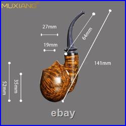 MUXIANG Briar Smooth Blowfish Pipe Handmade Wooden Egg Tobacco Pipe Ebonite Stem