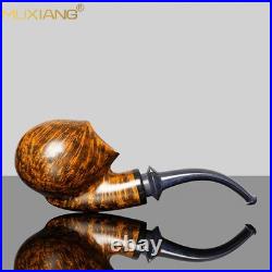 MUXIANG Briar Smooth Blowfish Pipe Handmade Wooden Egg Tobacco Pipe Ebonite Stem