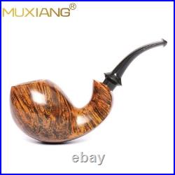 MUXIANG Briar Smooth Blowfish Pipe Handmade Wooden Tobacco Pipe 3MM Ebonite Stem