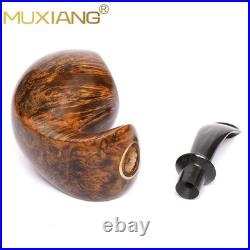 MUXIANG Briar Smooth Blowfish Pipe Handmade Wooden Tobacco Pipe 3MM Ebonite Stem