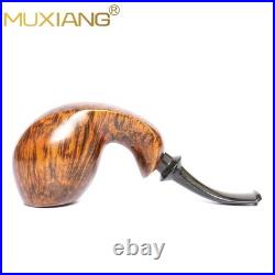 MUXIANG Briar Smooth Blowfish Pipe Handmade Wooden Tobacco Pipe 3MM Ebonite Stem