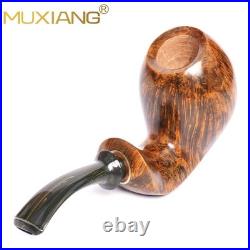 MUXIANG Briar Smooth Blowfish Pipe Handmade Wooden Tobacco Pipe 3MM Ebonite Stem