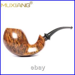 MUXIANG Briar Smooth Blowfish Pipe Handmade Wooden Tobacco Pipe 3MM Ebonite Stem