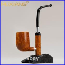MUXIANG Briar Smooth Cavalier Pipe Handmade Freehand Tobacco Pipe Ebonite Stem