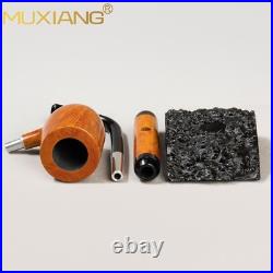 MUXIANG Briar Smooth Cavalier Pipe Handmade Freehand Tobacco Pipe Ebonite Stem