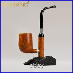 MUXIANG Briar Smooth Cavalier Pipe Handmade Freehand Tobacco Pipe Ebonite Stem
