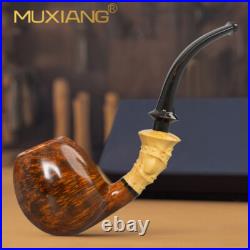 MUXIANG Briar Smooth Freehand Pipe Handmade Wooden Tobacco Pipe Ebonite Stem