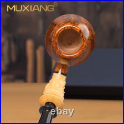 MUXIANG Briar Smooth Freehand Pipe Handmade Wooden Tobacco Pipe Ebonite Stem