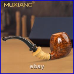 MUXIANG Briar Smooth Freehand Pipe Handmade Wooden Tobacco Pipe Ebonite Stem