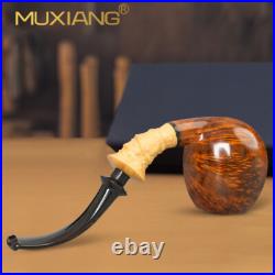 MUXIANG Briar Smooth Freehand Pipe Handmade Wooden Tobacco Pipe Ebonite Stem