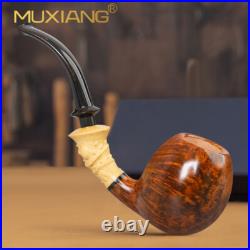 MUXIANG Briar Smooth Freehand Pipe Handmade Wooden Tobacco Pipe Ebonite Stem