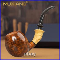 MUXIANG Briar Smooth Freehand Pipe Handmade Wooden Tobacco Pipe Ebonite Stem
