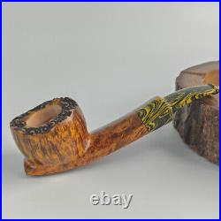 MUXIANG Briar Smooth Freehand Pipe Handmade Wooden Tobacco Pipe Vulcanite Stem
