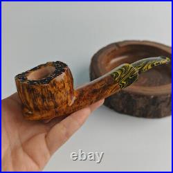 MUXIANG Briar Smooth Freehand Pipe Handmade Wooden Tobacco Pipe Vulcanite Stem