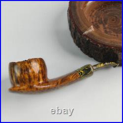 MUXIANG Briar Smooth Freehand Pipe Handmade Wooden Tobacco Pipe Vulcanite Stem